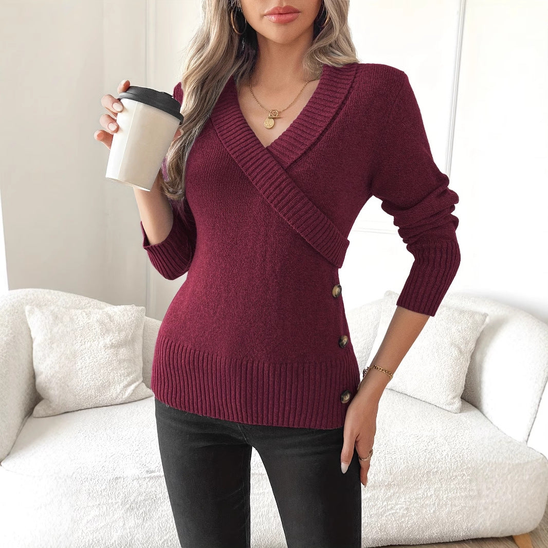 Pull En Maille Décolleté Enveloppant