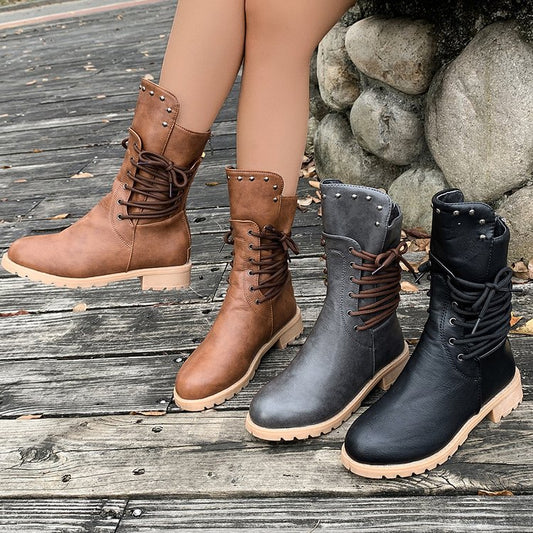 Bottes à lacets urbaines – Confort robuste pour l’automne-hiver