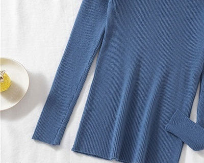 Pull côtelé à col montant – Coupe ajustée et allure chic