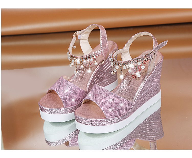 Sandales Compensées Bride Strass