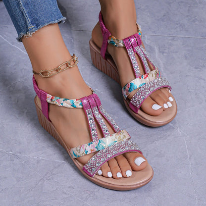 Sandales Gladiateur Strass Brides Plates