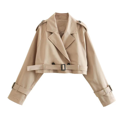 Veste trench courte – Ceinture élégante et coupe moderne