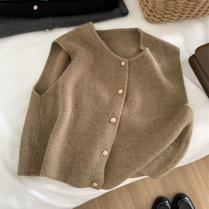 Gilet sans manches chic à boutons contrastés