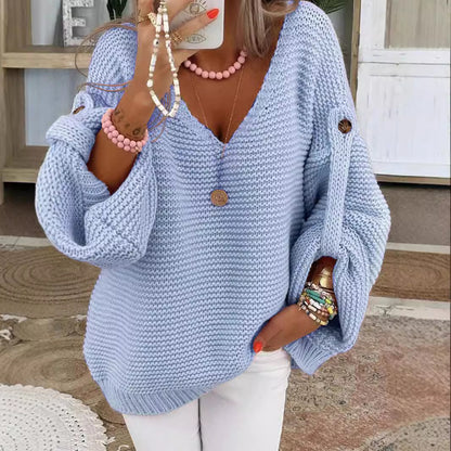 Pull oversize col V en maille douce