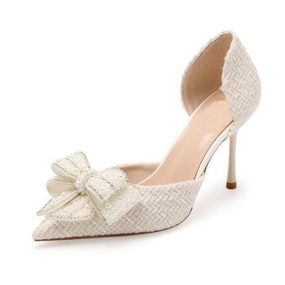 Escarpins de mariage – Nœud perlé et talon fin