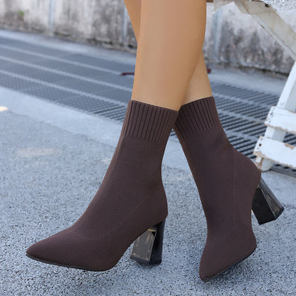 Bottines chaussettes – Talon géométrique chic