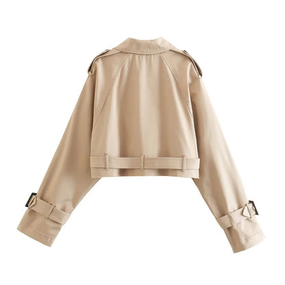 Veste trench courte – Ceinture élégante et coupe moderne