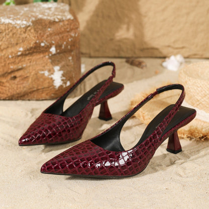 Escarpins slingback effet croco – Talon graphique élégant