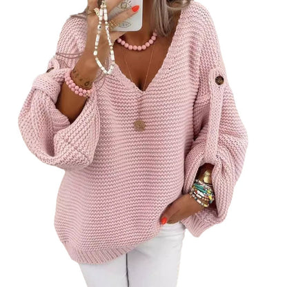 Pull oversize col V en maille douce