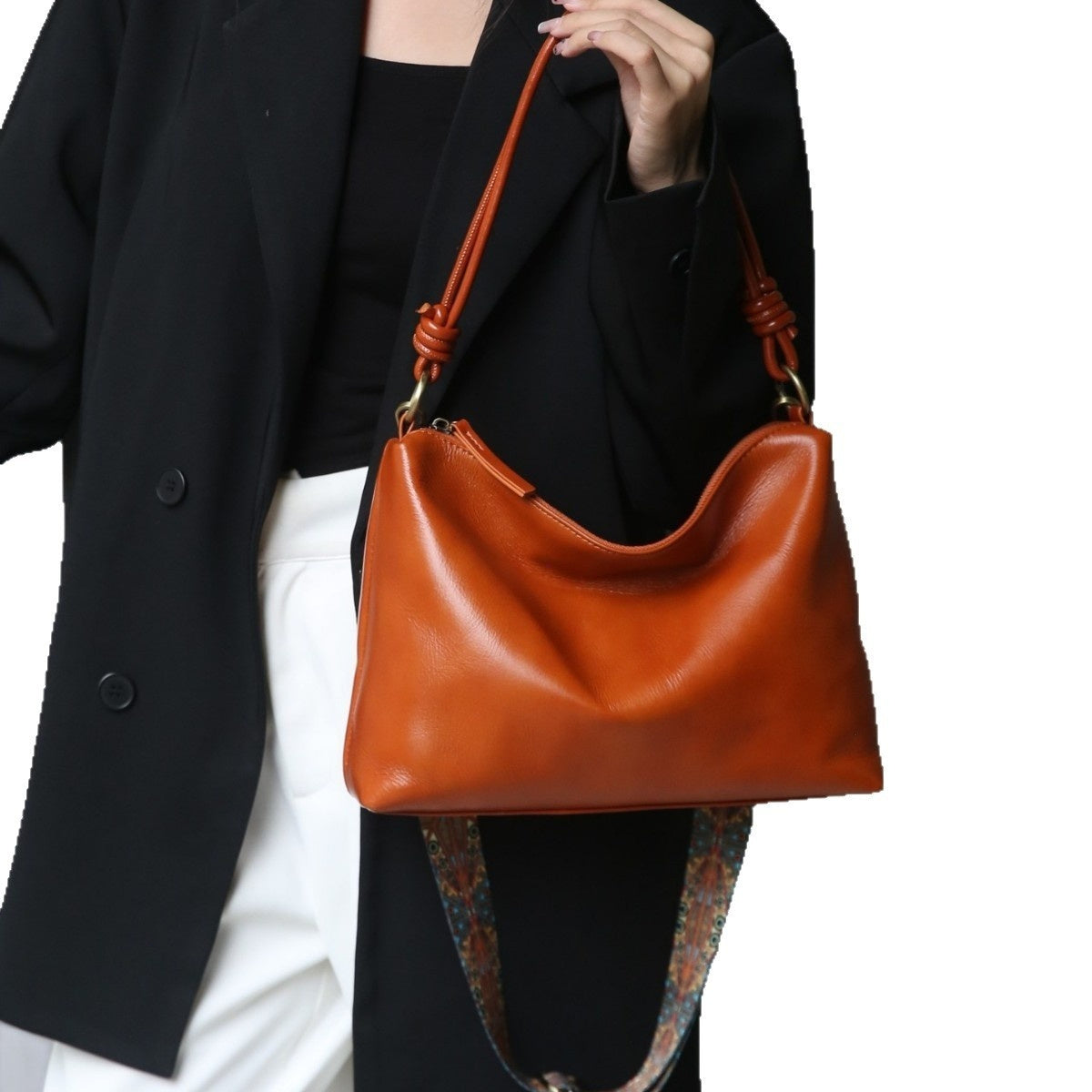 Sac Hobo Effet Laqué Brillant Souple