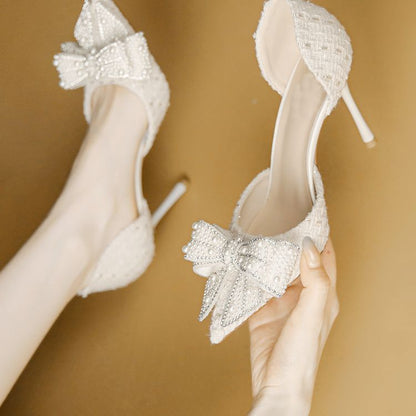 Escarpins de mariage – Nœud perlé et talon fin
