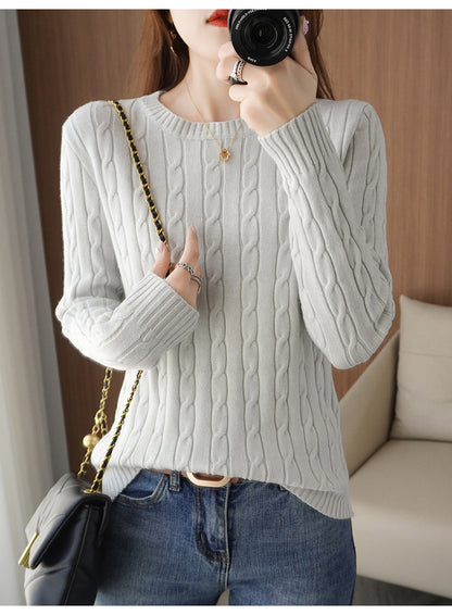Pull torsadé à manches longues pour femme