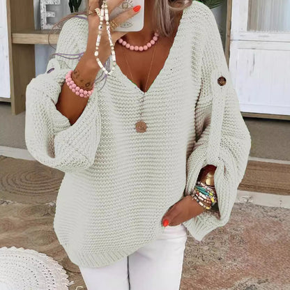 Pull oversize col V en maille douce