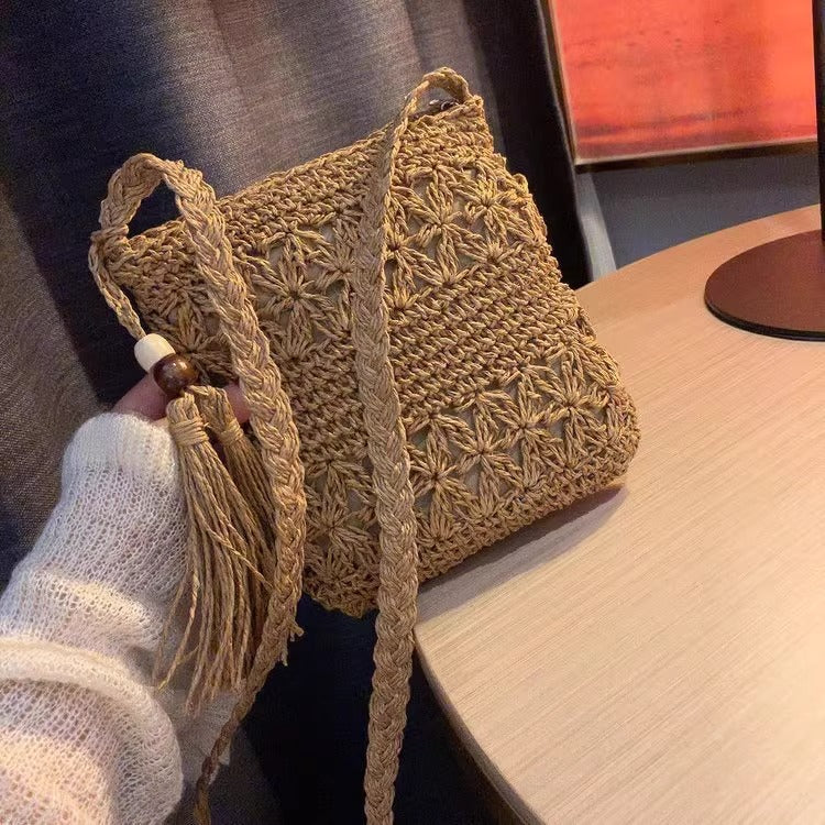 Sac Tressé Ajouré Poignée Courte Bandoulière