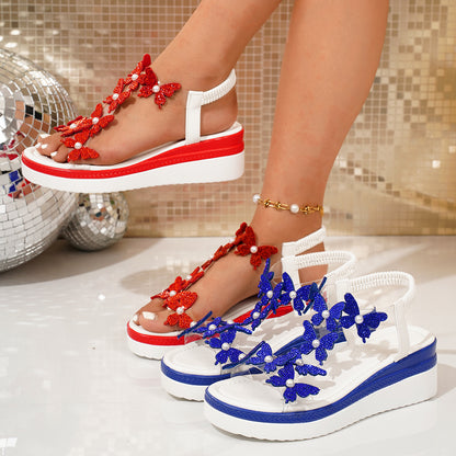 Sandales Plateforme Papillon Strass