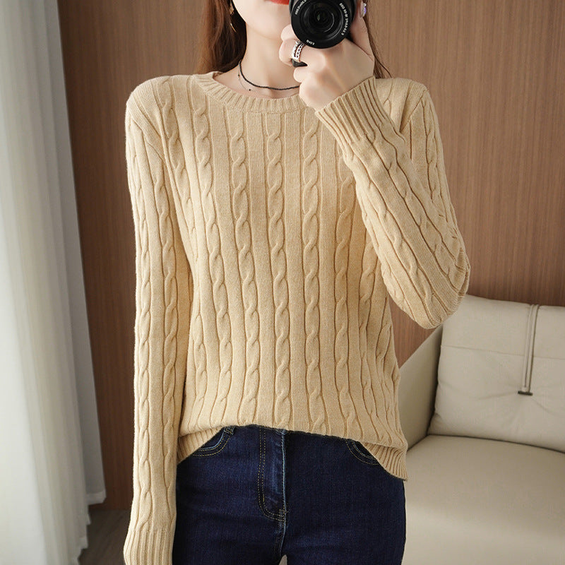 Pull torsadé à manches longues pour femme