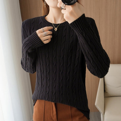 Pull torsadé à manches longues pour femme