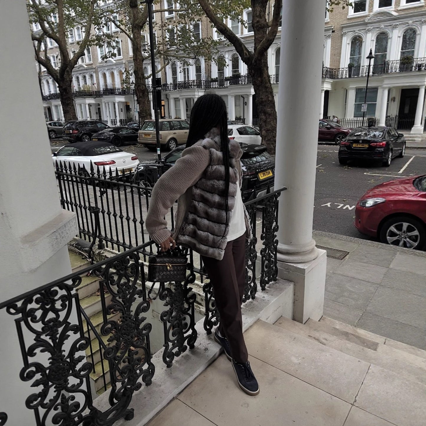 Veste chic bi-matière en fausse fourrure