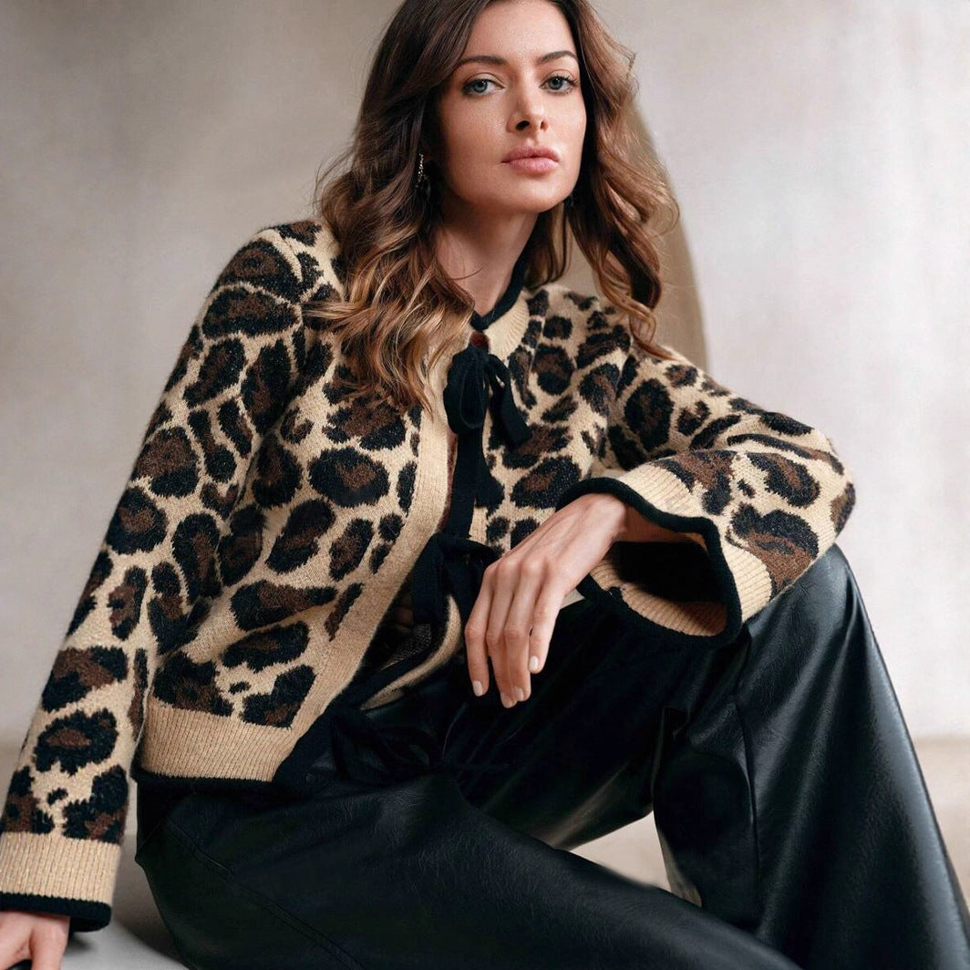Cardigan à motif animalier – Liens ruban ultra féminin