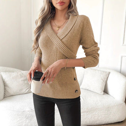 Pull En Maille Décolleté Enveloppant