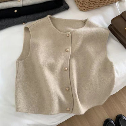 Gilet sans manches chic à boutons contrastés