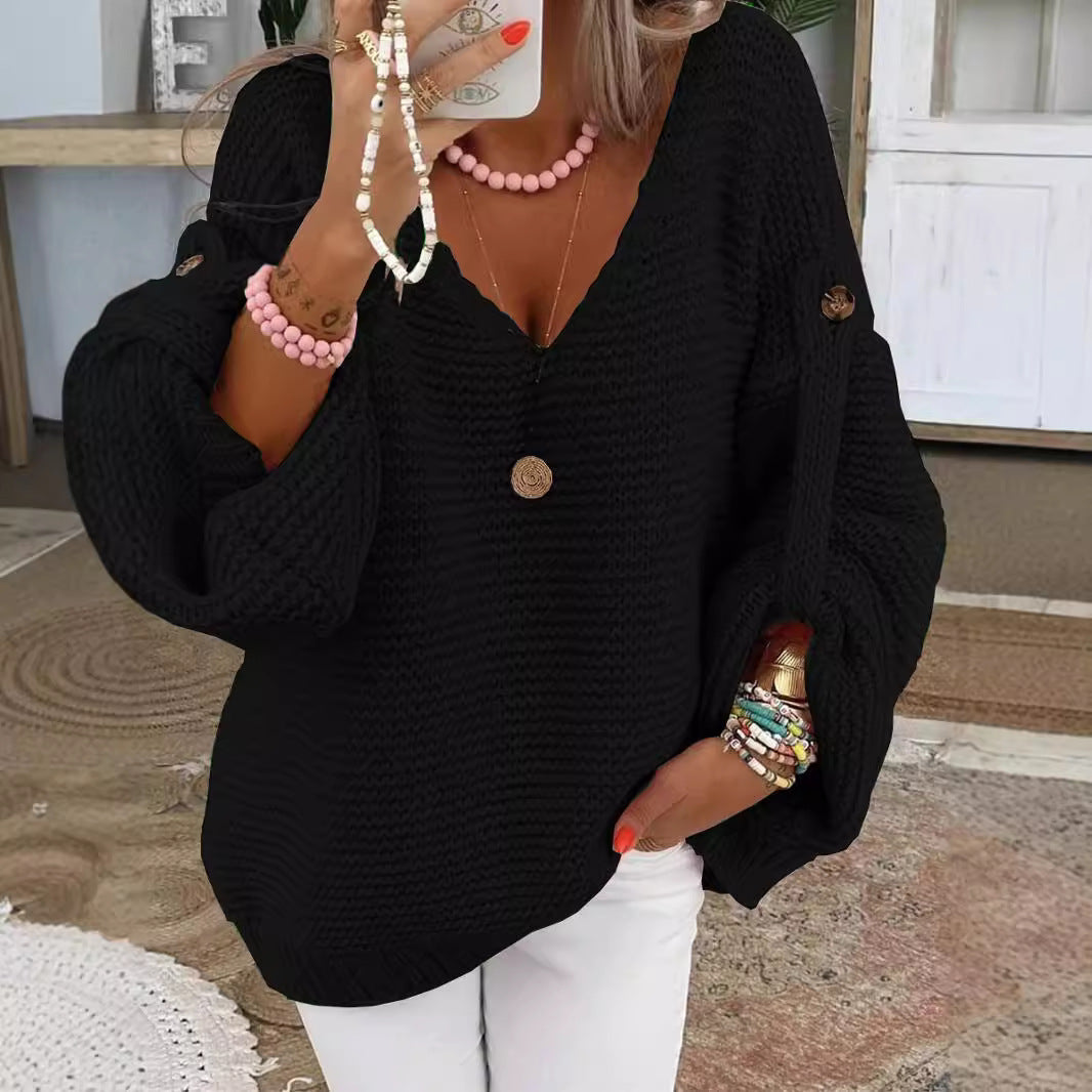 Pull oversize col V en maille douce