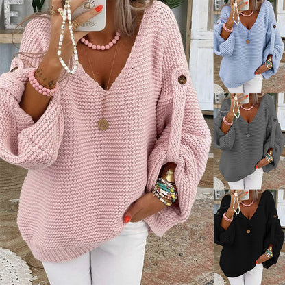 Pull oversize col V en maille douce