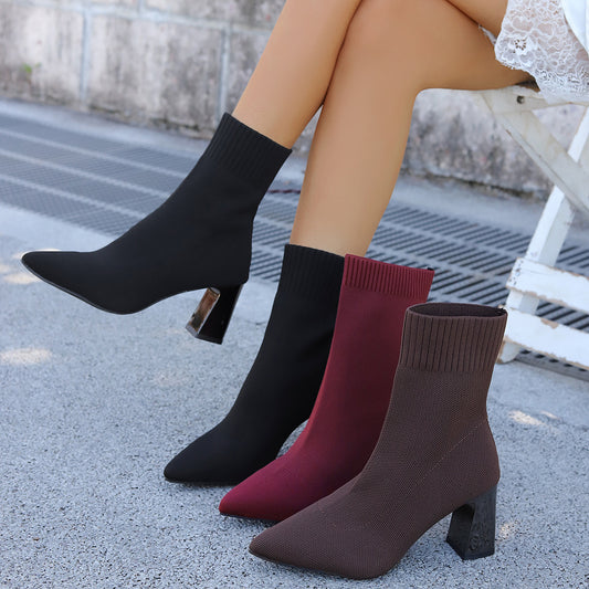 Bottines chaussettes – Talon géométrique chic