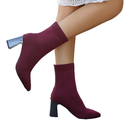 Bottines chaussettes – Talon géométrique chic