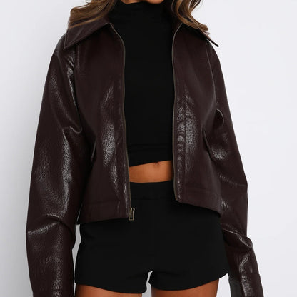 Veste en simili cuir – Coupe droite tendance