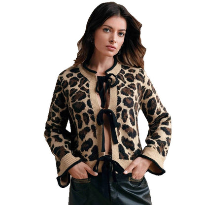 Cardigan à motif animalier – Liens ruban ultra féminin