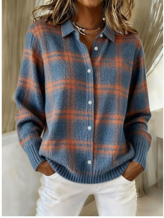 Chemise à carreaux col chemise – Style casual chaud pour la mi-saison