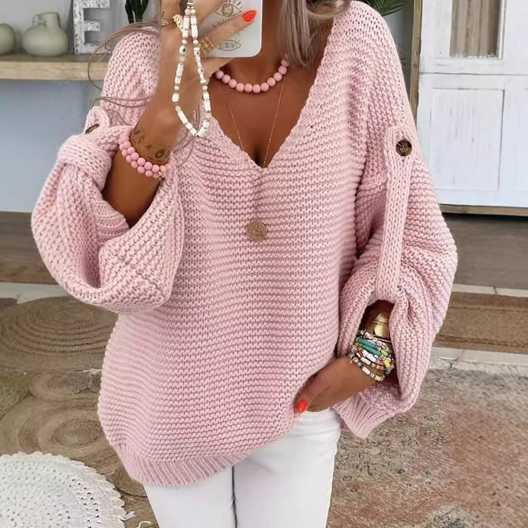 Pull oversize col V en maille douce