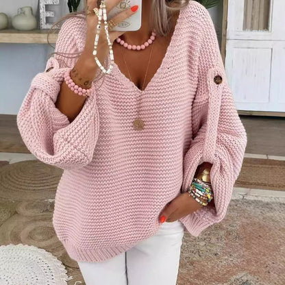 Pull oversize col V en maille douce