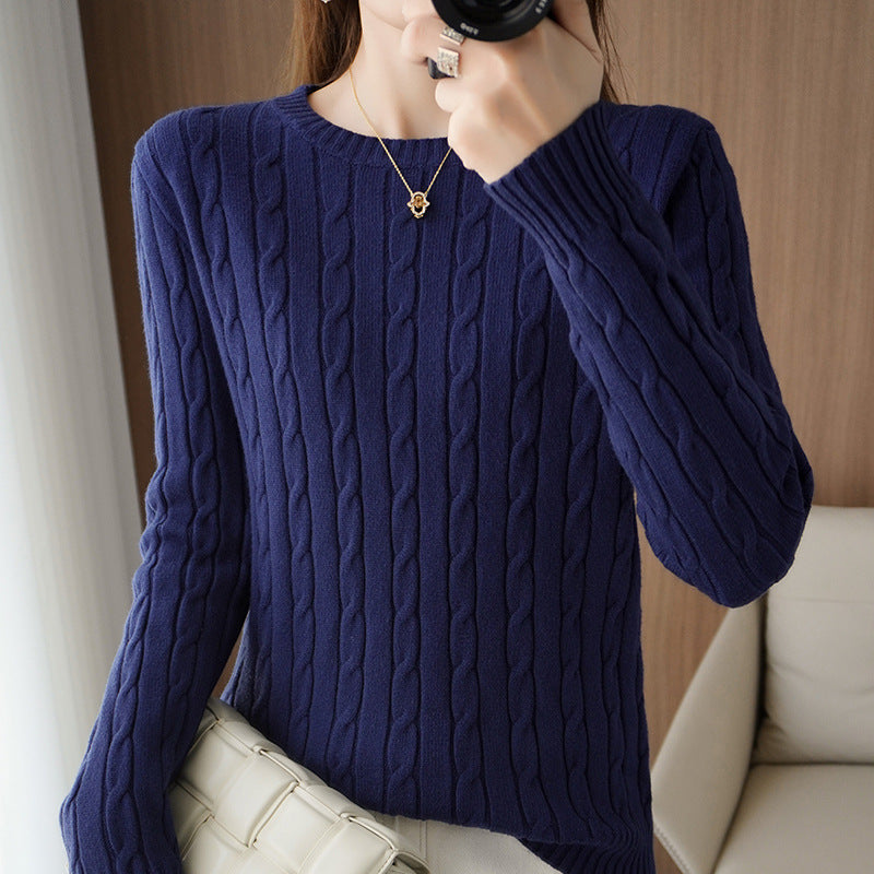 Pull torsadé à manches longues pour femme